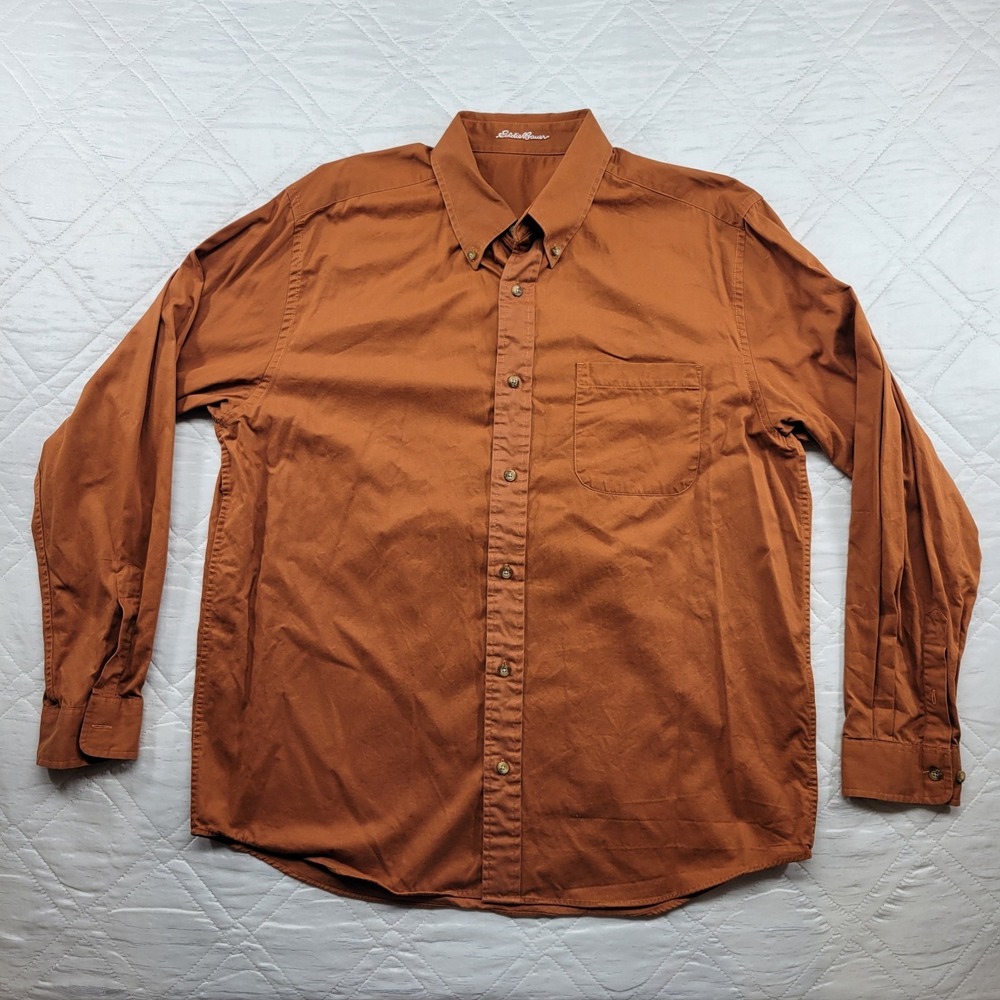 Eddie Bauer 100%‎ cotton rust colored long sleeve dress shirt size L